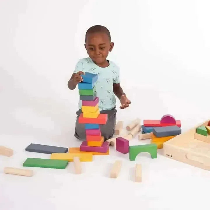 TickiT Rainbow Wooden Jumbo Block Set-TickiT Rainbow Wooden Jumbo Block Set