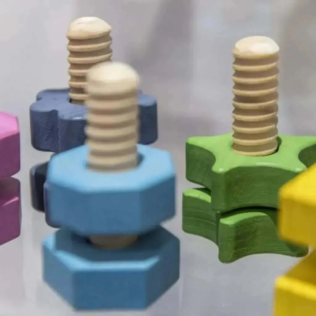 TickIt Rainbow Wooden Nuts & Bolts- Pk21-TickIt Rainbow Wooden Nuts & Bolts- Pk21