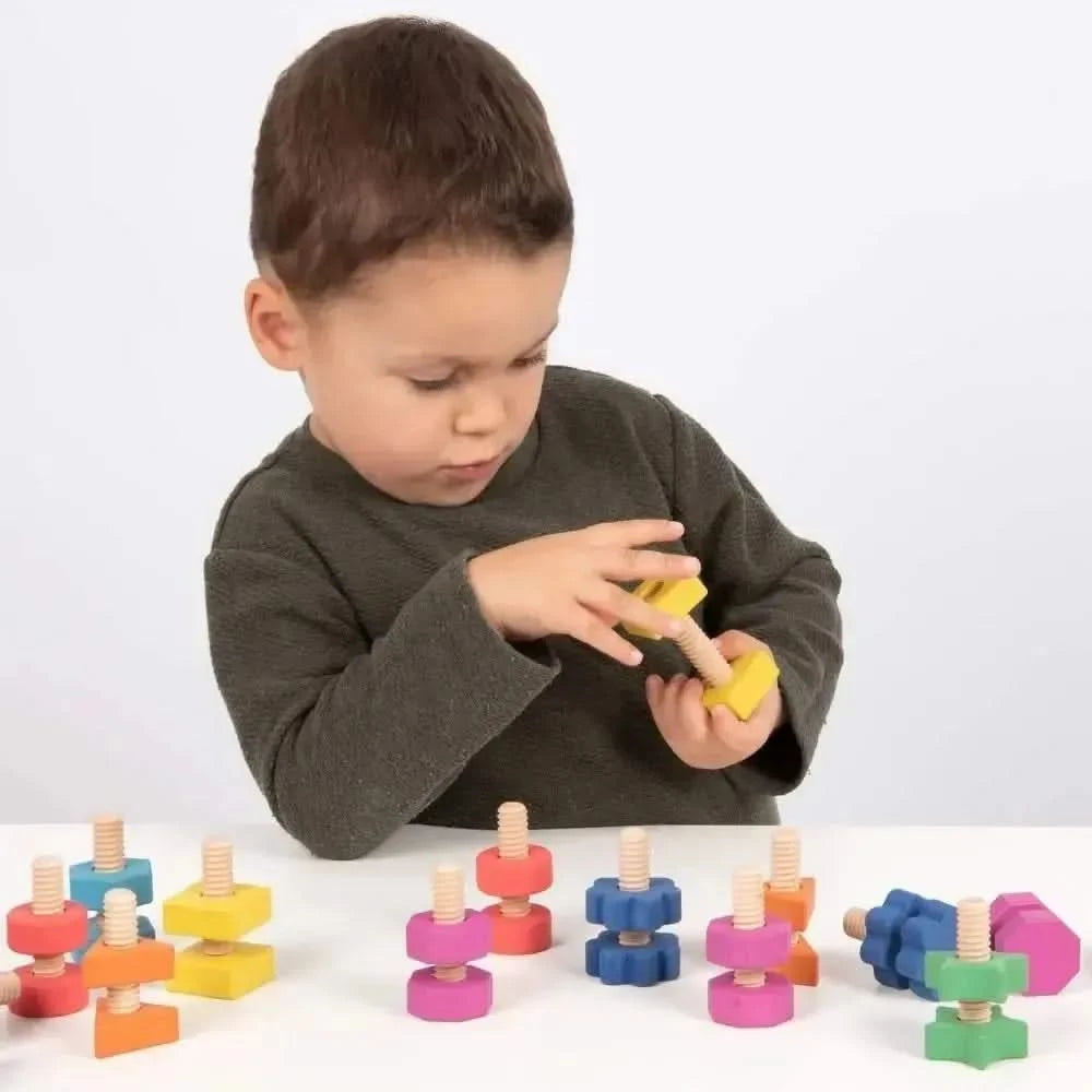 TickIt Rainbow Wooden Nuts & Bolts- Pk21-TickIt Rainbow Wooden Nuts & Bolts- Pk21