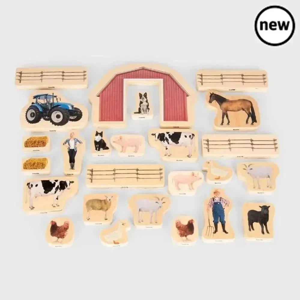 TickIT Wooden Farm Blocks 25pk-TickIT Wooden Farm Blocks 25pk