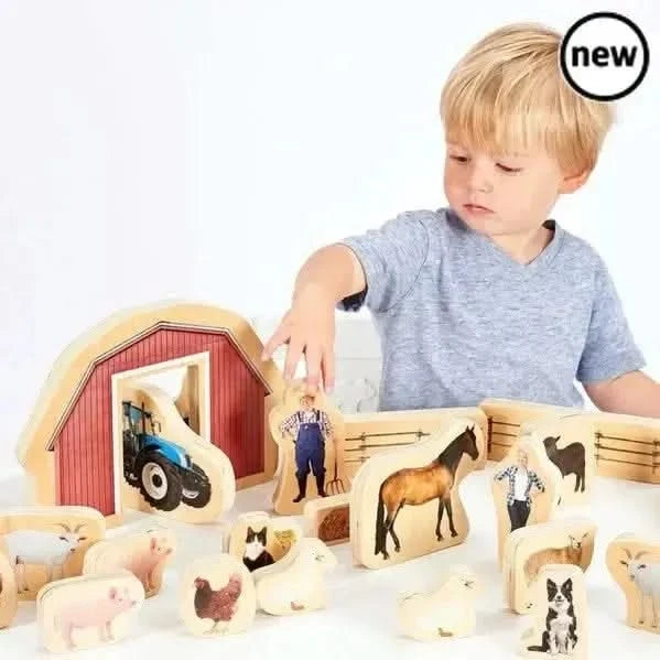 TickIT Wooden Farm Blocks 25pk-TickIT Wooden Farm Blocks 25pk