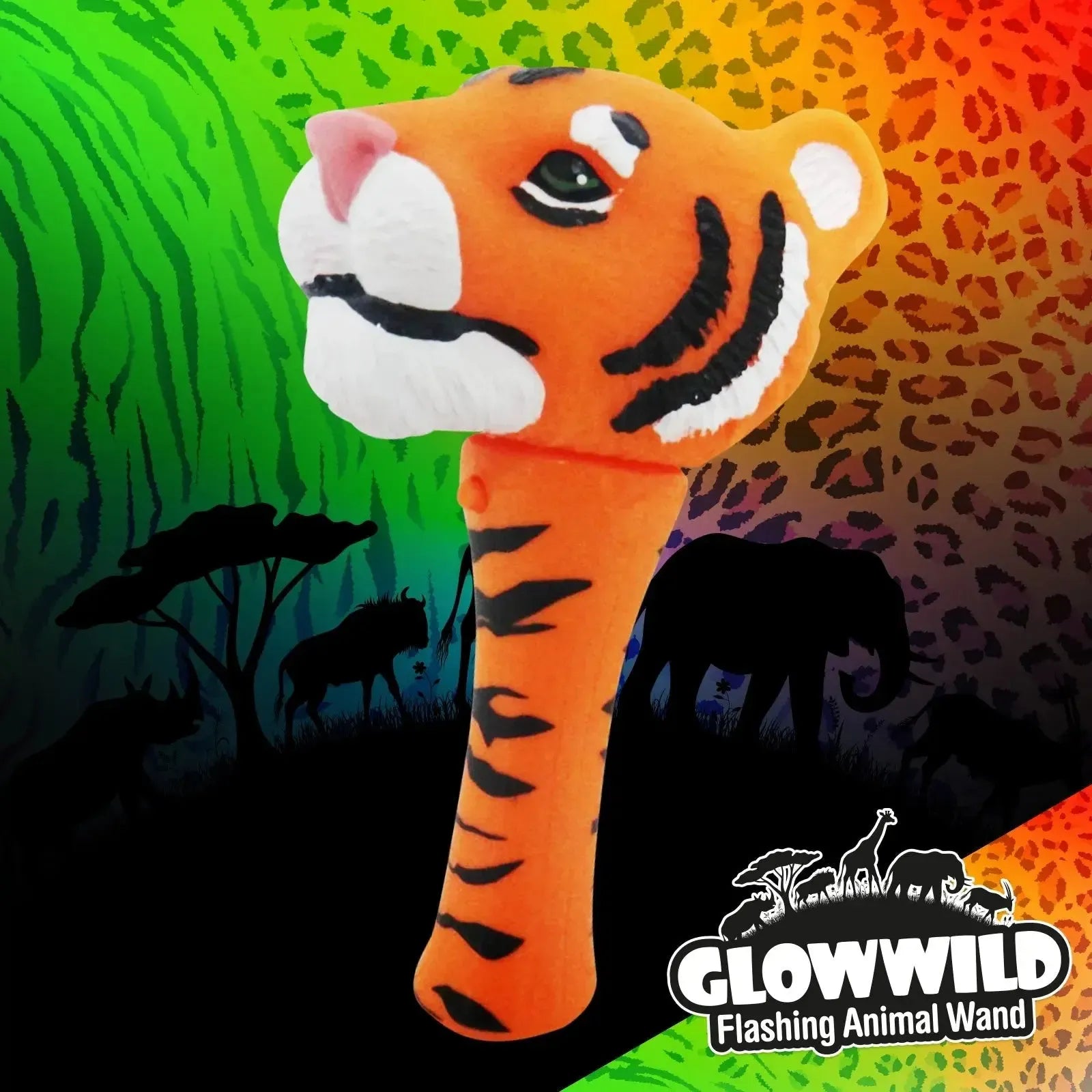 Tiger Mini Light Up Animal Wand 7"-Tiger Mini Light Up Animal Wand 7"