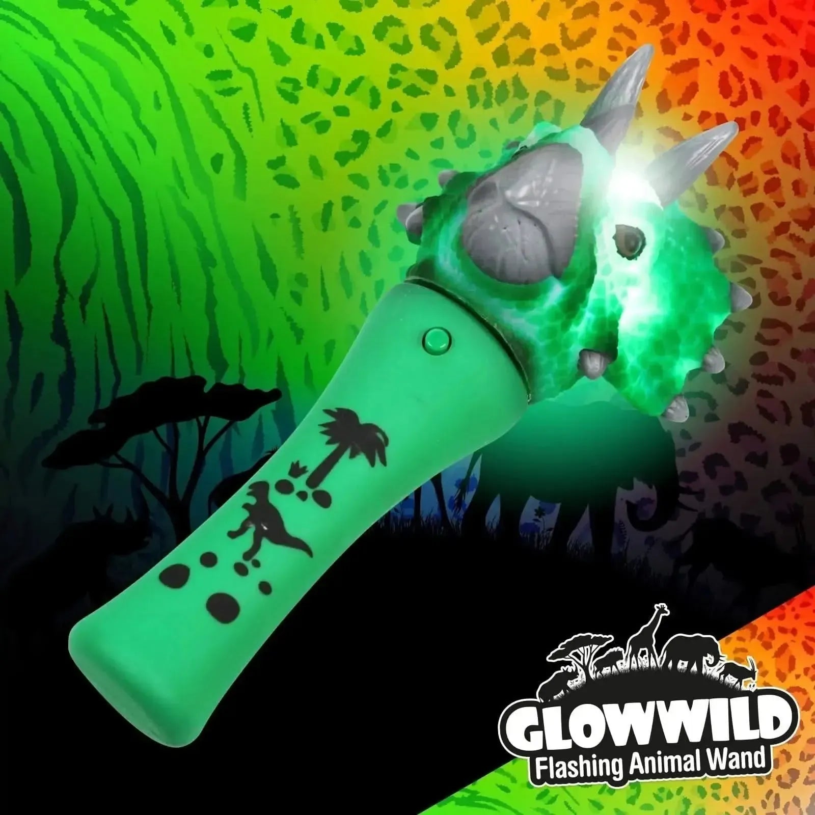 Triceratops Mini Light Up Animal Wand 7"-Triceratops Mini Light Up Animal Wand 7"