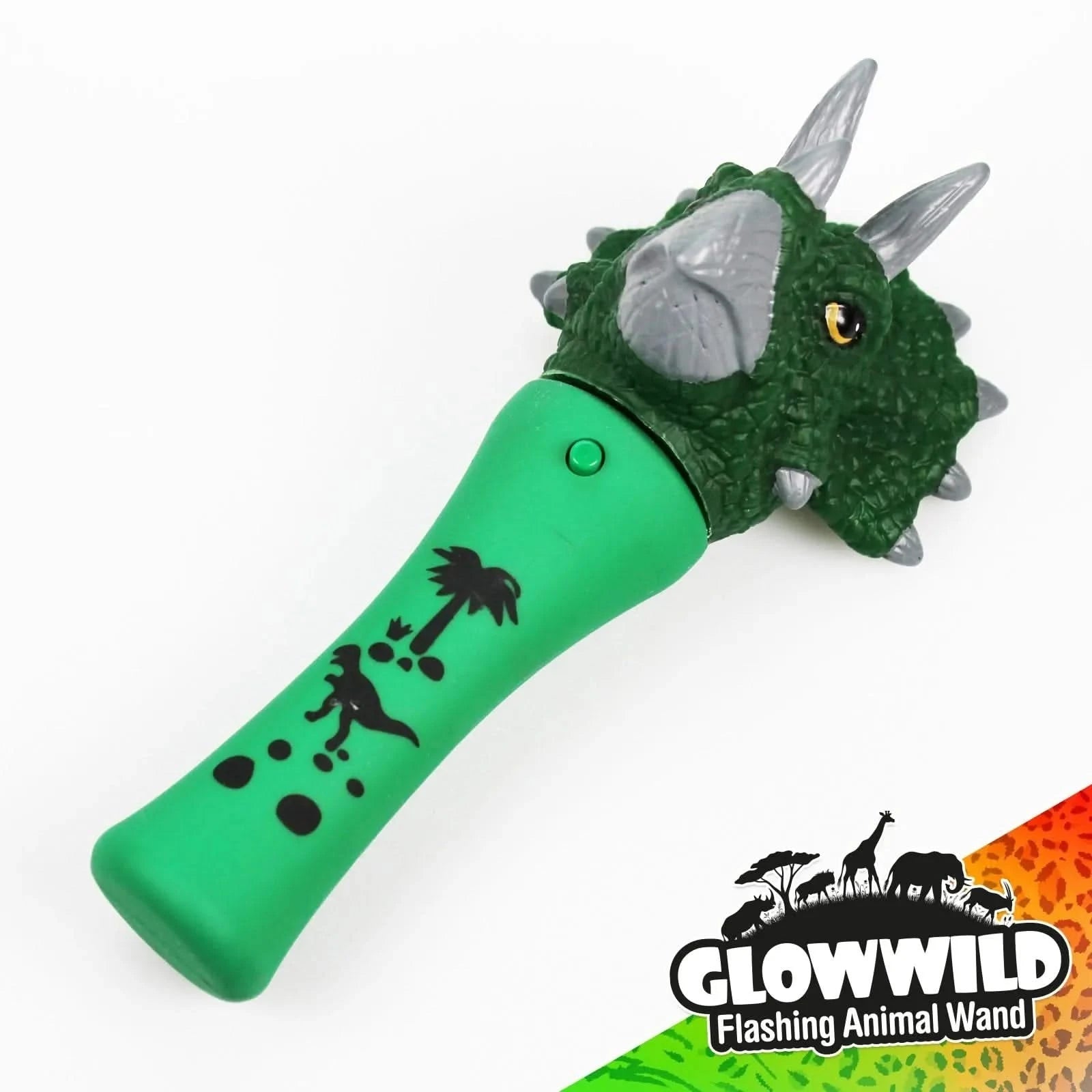 Triceratops Mini Light Up Animal Wand 7"-Triceratops Mini Light Up Animal Wand 7"