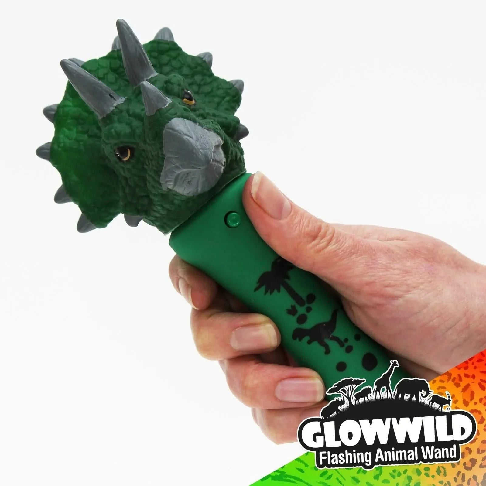 Triceratops Mini Light Up Animal Wand 7"-Triceratops Mini Light Up Animal Wand 7"