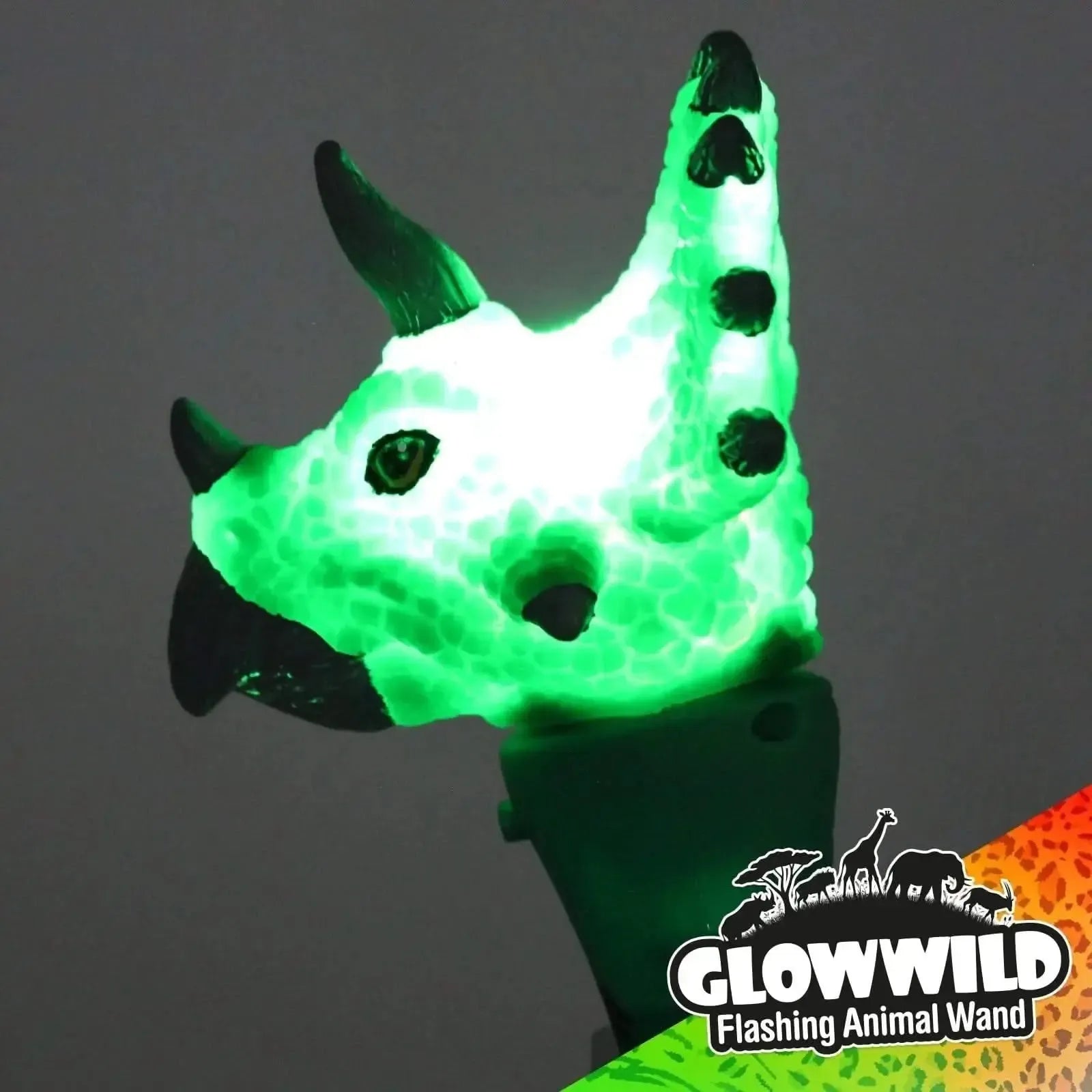 Triceratops Mini Light Up Animal Wand 7"-Triceratops Mini Light Up Animal Wand 7"