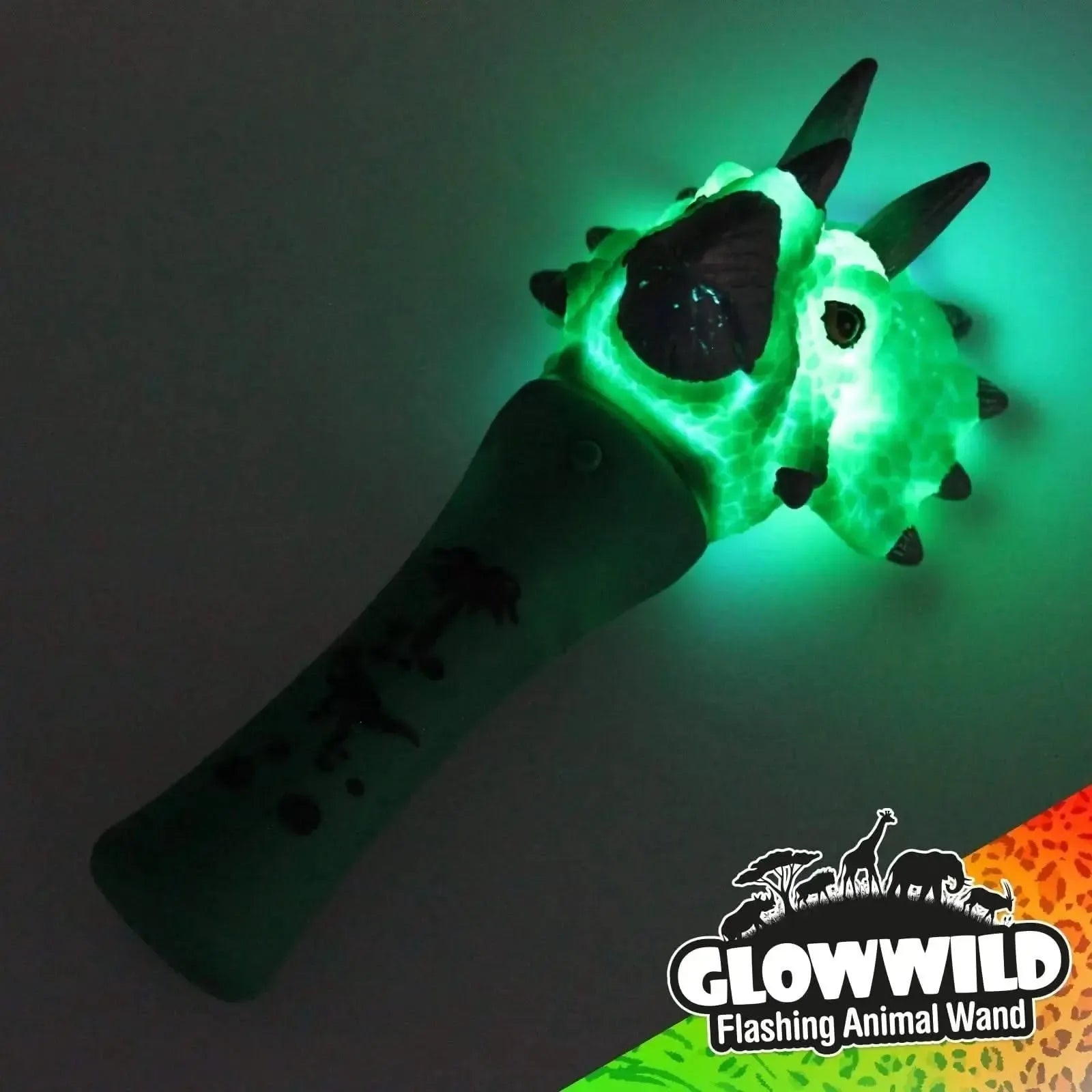 Triceratops Mini Light Up Animal Wand 7"-Triceratops Mini Light Up Animal Wand 7"