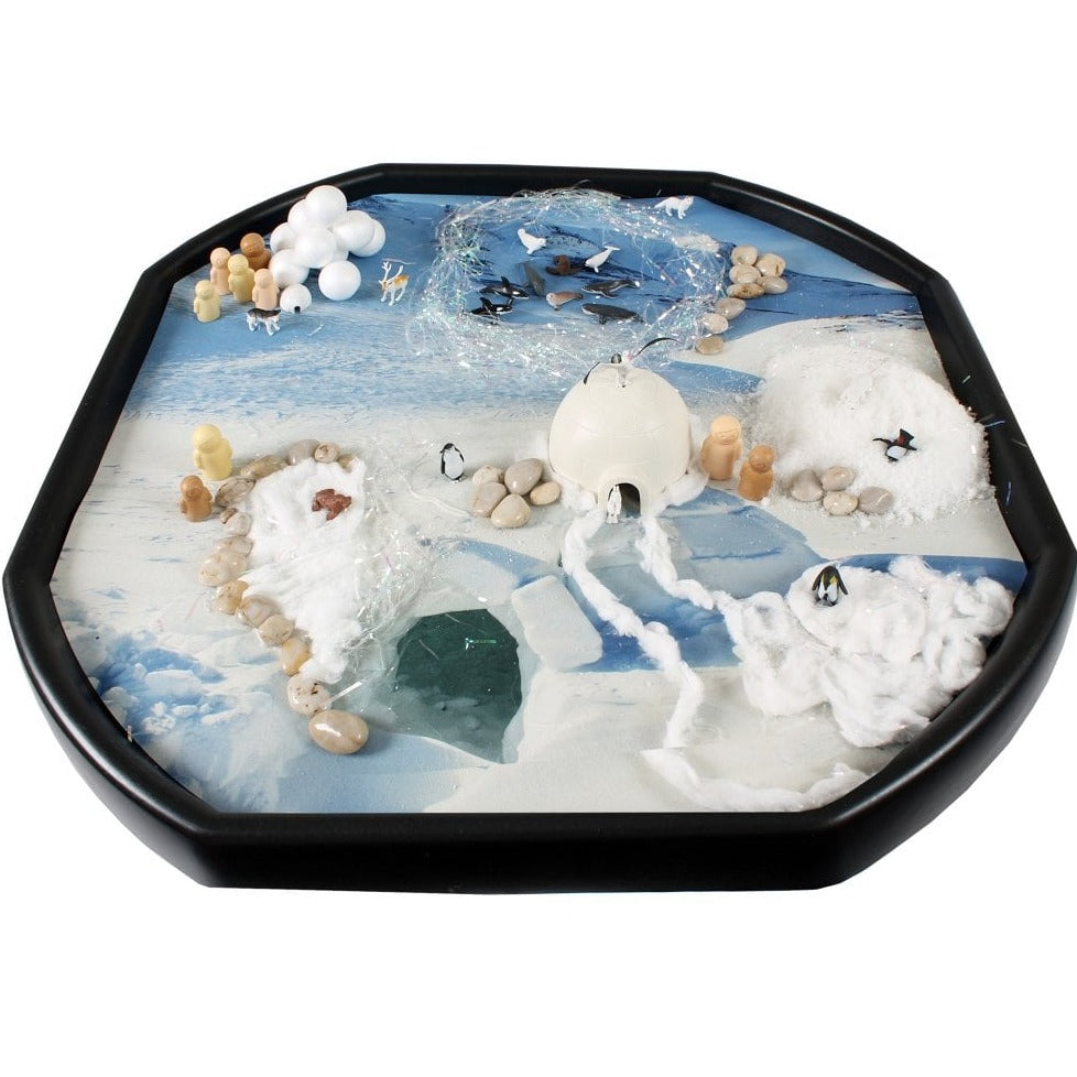 Tuff Tray Insert Arctic Mat, The Tuff Tray Insert Arctic Mat is the perfect addition to any tuff tray for an immersive arctic experience. This detailed mat features an arctic theme, allowing children to create their very own north pole adventure. With the Arctic Mat, children can use a variety of natural materials to form the landscape, such as ice cubes, snow, glitter, white gravel, and glow rocks. By combining these elements, they can create a realistic and sensory environment that truly captures the esse