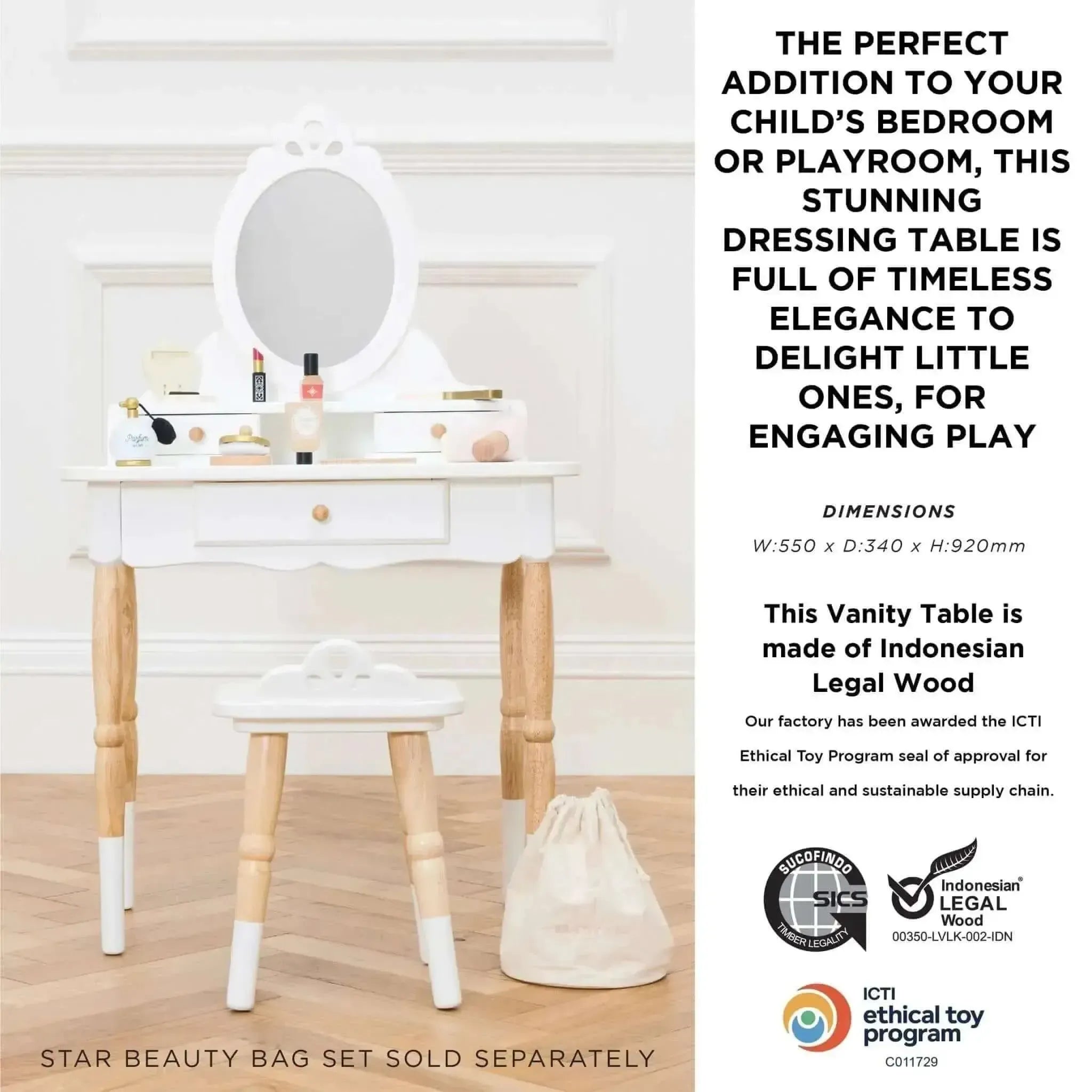 Vanity Table & Wood Stool-Vanity Table & Wood Stool