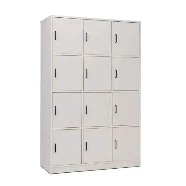 Vertical 10 Bag Store With Doors And Black Plastic Handles Grey-Vertical 10 Bag Store With Doors And Black Plastic Handles Grey