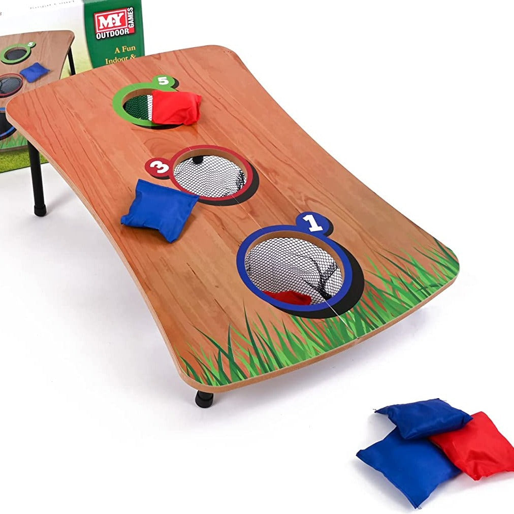 Wooden Foldable Bean Toss Bag Game Set, With this fantastic Bean Bag Toss Game Set, you can spend a fun day outside playing a variety of games.Foldable wooden board is included.The Wooden Foldable Bean Toss Bag Game Set comes with a set of three red bean bags 3 pieces of blue beanbags It's a terrific way to bring all of your friends and family together, and it's a lot of fun for the whole family. Information on the product: Bean Bag Toss is a fun outdoor game for the whole family. 2 players. Suitable for ag