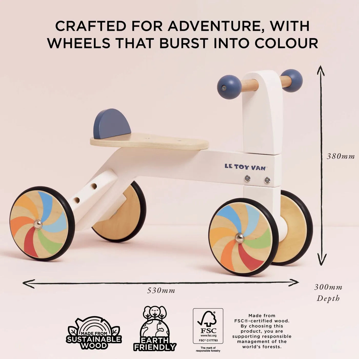 Wooden Rainbow Ride On Trike-Wooden Rainbow Ride On Trike