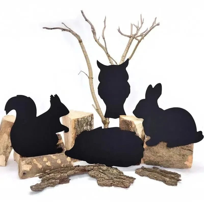 Woodland Animals Chalkboards Set of 4 (Owl, Rabbit, Hedgehog, Squirrel)-Woodland Animals Chalkboards Set of 4 (Owl, Rabbit, Hedgehog, Squirrel)