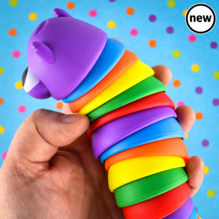 Wriggly Worm Fidget Toy, Featuring an ultra-bright and colourful design, this Krazy Wriggly Worm Fidget Toy is a great alternative to a stress ball or pop bubble fidget. This fun little worm is both bright and colourful. Plus, as you wiggle the worm, the clickity-clack of the body promises to cheer you up as you play. This sensory toy promises hours of fun and can have a serious soothing or calming effect on anyone who likes to fidget. They can help to enhance a person's dexterity and improve coordination a