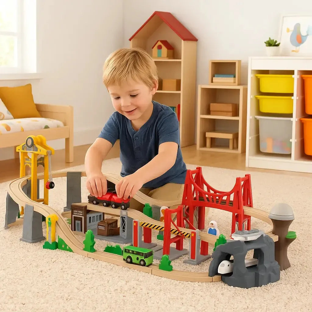 100 Piece Wooden Train Set wooden educational toy