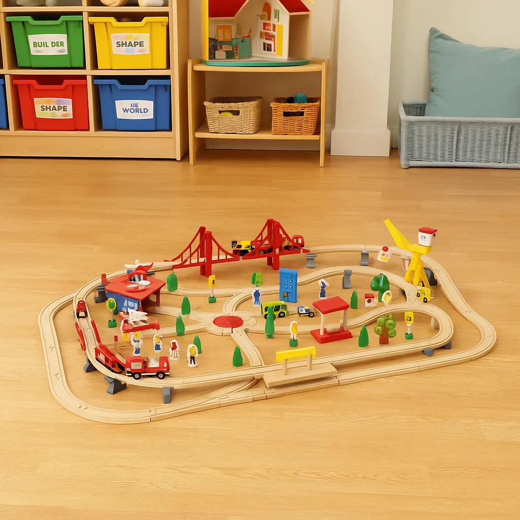 133-Piece Wooden Train Set: Learning Benefits and Wooden Play Ideas