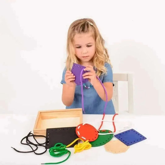 16 Piece Jumbo Threading Set wooden educational toy