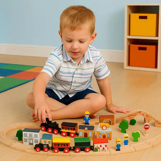 50 Piece Train Set wooden educational toy