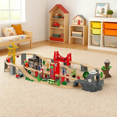100 Piece Wooden Train Set-100 Piece Wooden Train Set