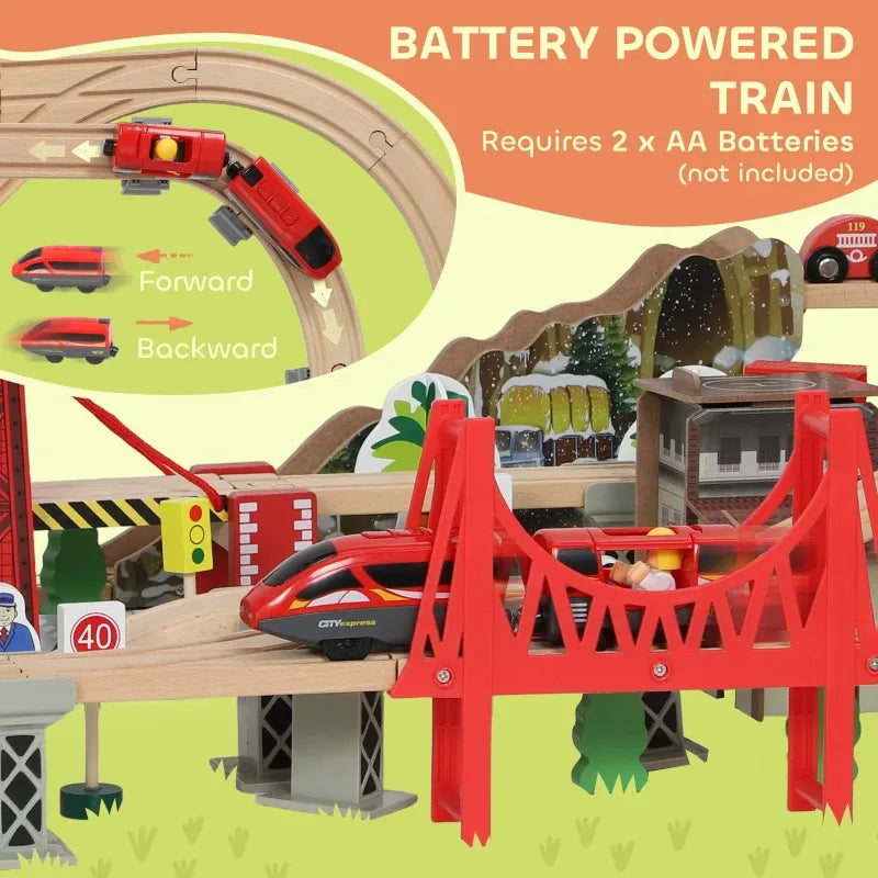100 Piece Wooden Train Set-100 Piece Wooden Train Set