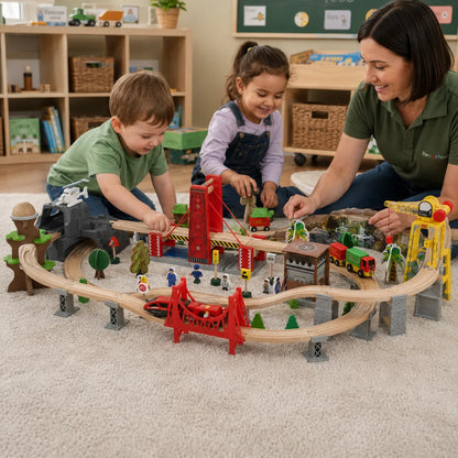 100 Piece Wooden Train Set-100 Piece Wooden Train Set