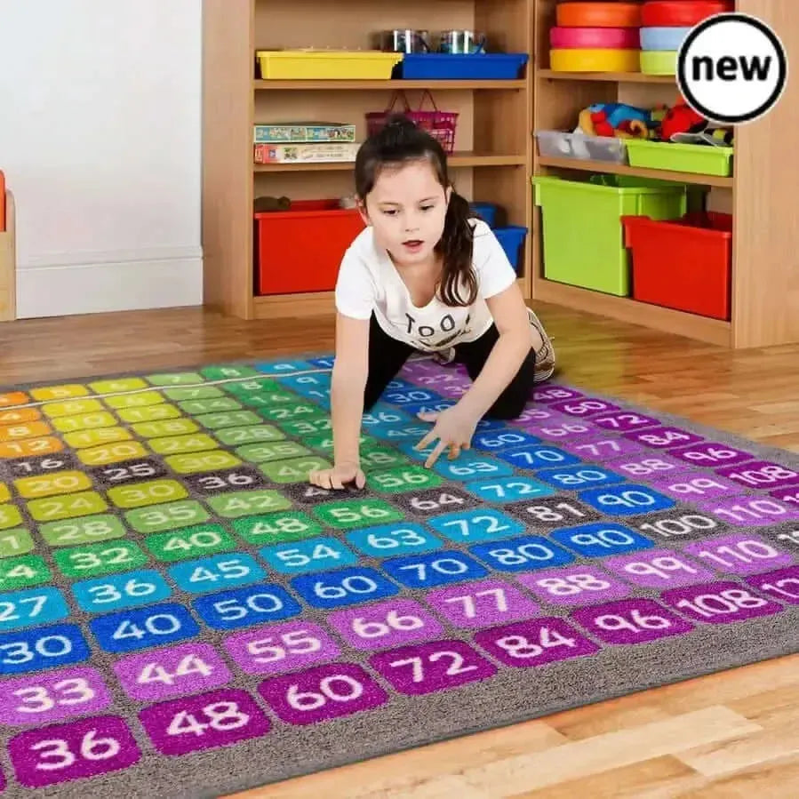 100 Square Multiplication Grid Carpet, Learning carpets, Education ...
