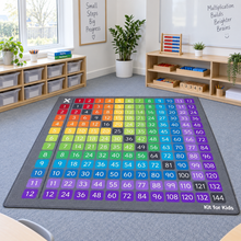 100 Square Square Multiplication Grid Carpet in a naturally lit UK classroom without children – view 1
