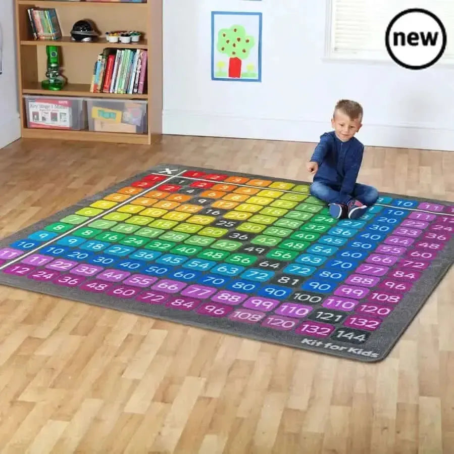 100 Square Multiplication Grid Carpet, Learning carpets, Education ...