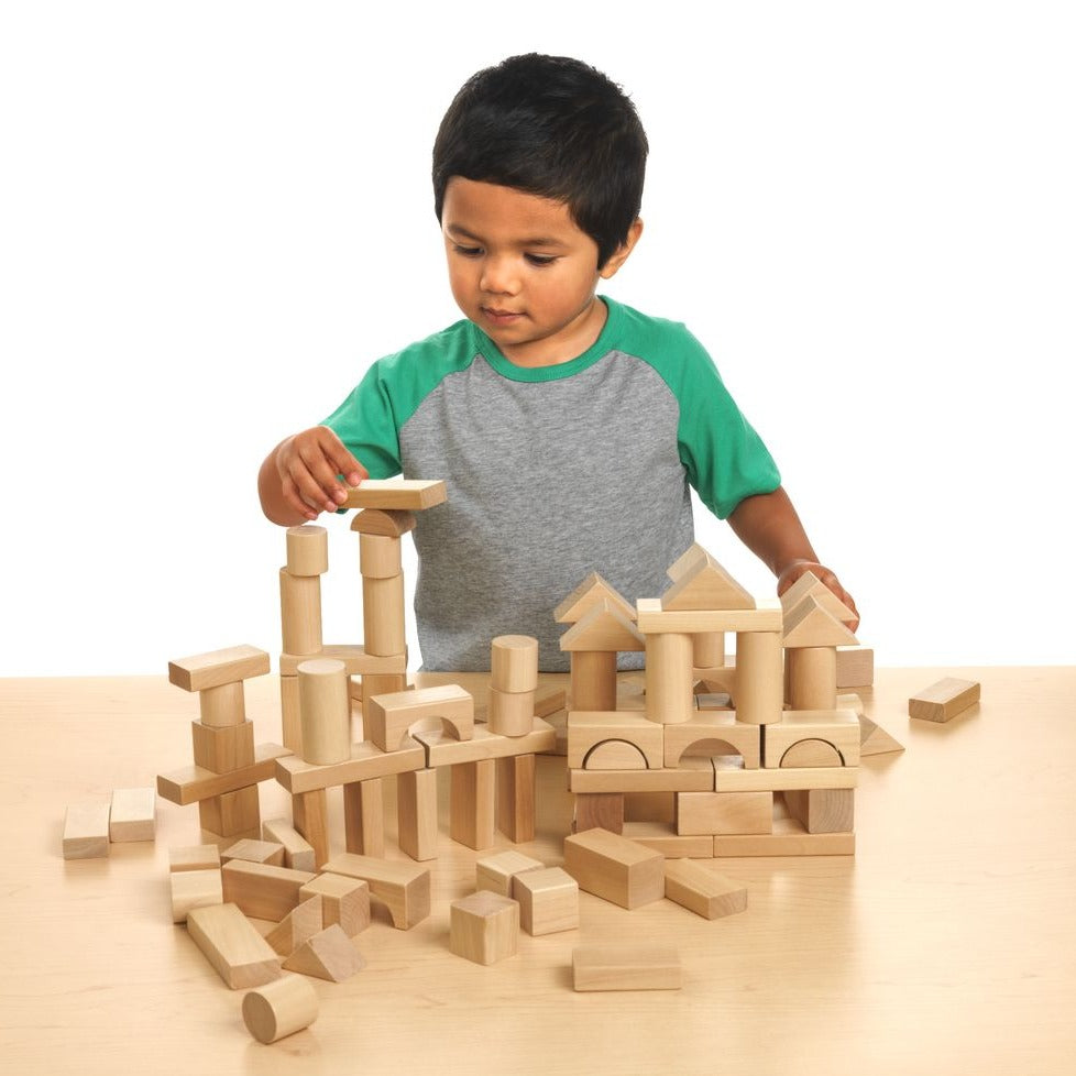100 Wooden Blocks in a Bag, Introducing our 100 Wooden Blocks in a Bag, the ultimate building toy for endless creative possibilities! This set features beautifully crafted and smooth-sanded hardwood unit blocks, perfect for stacking, building, and hands-on learning.With 100 blocks in total, this set provides ample opportunities for children to explore their imagination and develop crucial skills. From building towering structures to creating intricate designs, these blocks offer endless possibilities for op