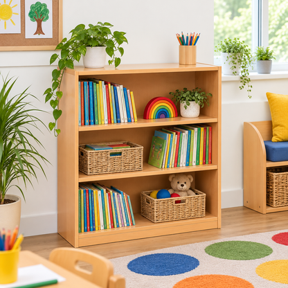 1000mm Bookcase with 2 Adjustable Shelves in a bright classroom setting – view 6