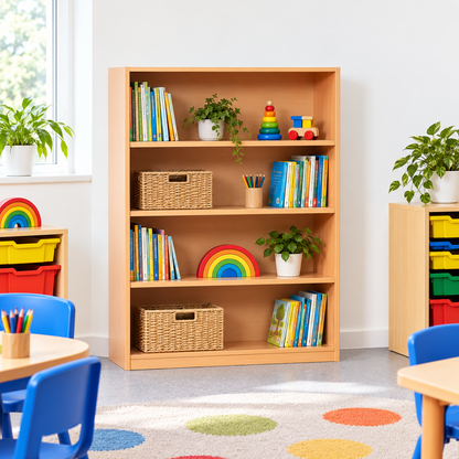 1250mm Bookcase with 3 Shelves in a bright classroom setting – view 8