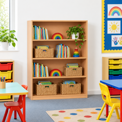 1250mm Bookcase with 3 Shelves in a bright classroom setting – view 1