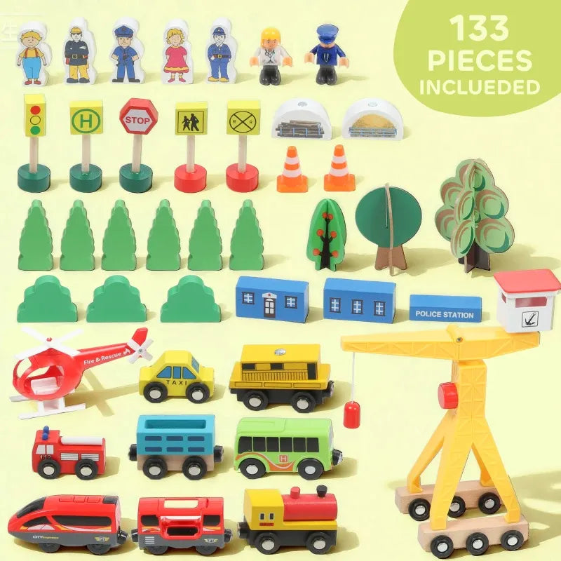 133-Piece Wooden Train Set-133-Piece Wooden Train Set