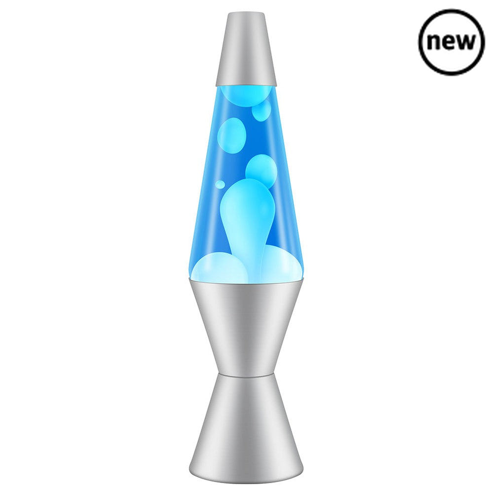 14.5" LAVA Lamp Classic (White/Blue), Transform your kid's bedroom into an unbe-lava-bly cool space with the Classic LAVA Lamp from Schylling. This iconic lava lamp design features the timeless glass globe, creating an instant visual fascination for kids. Inside, they can watch the floating white wax as it gracefully forms creative and ever-changing shapes in the captivating neon-blue liquid. Lava lamps are more than just decor; they're an excellent sensory activity that can help calm and soothe youngsters.