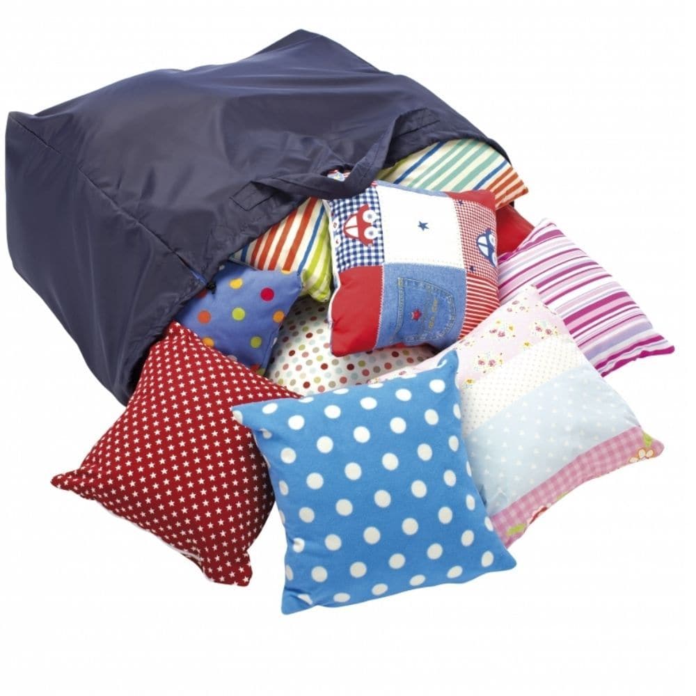 15 Pack Indoor Floor Cushions, This mixed bag of Patterned Indoor floor cushions is ideal for children to sit on, snuggle up with or simply use for role play. The Patterned Indoor floor cushions feature a random selection of bright patterns and colours.The 15 Pack Indoor Floor Cushions features covers washable at 40°C. Fabric designs may vary. Comes with a handy drawstring storage sack. 15 indoor floor cushions Perfect for playing on or a reading seat Supplied with a large storage bag made of wipe-clean fab
