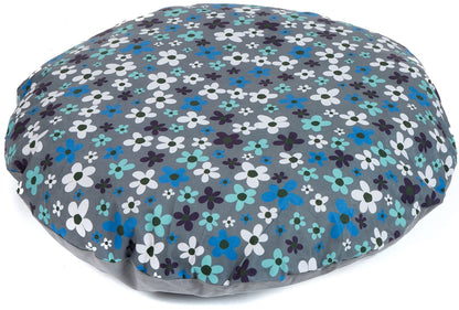 Large Floor Cushion Grey Flowers