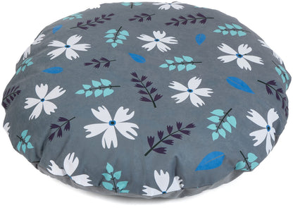 Large Floor Cushion Grey Leaves