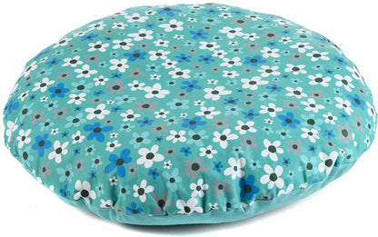 Large Floor Cushion Aqua Flowers