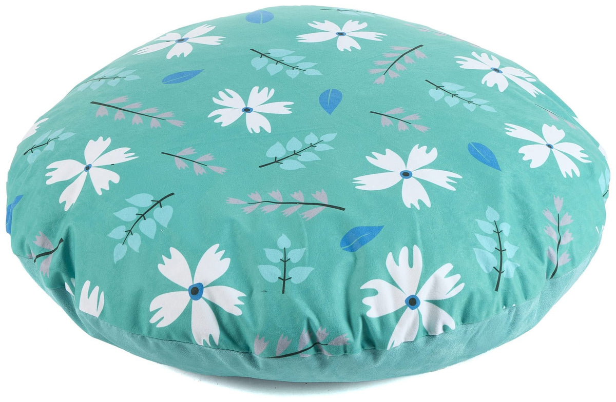 Large Floor Cushion Aqua Leaves