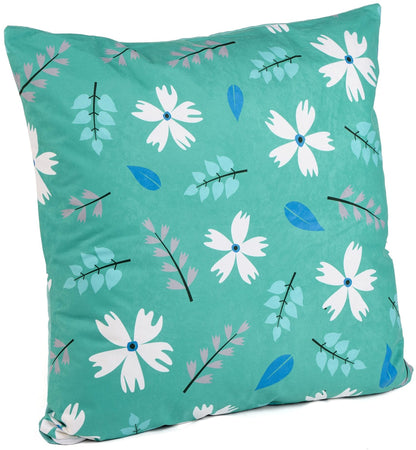 Aqua Leaves Square Floor Cushion