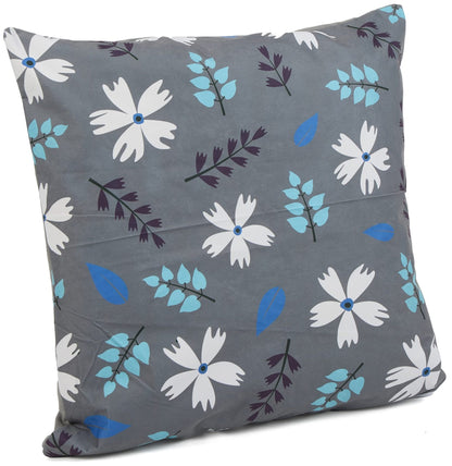 Grey Leaves Square Floor Cushion