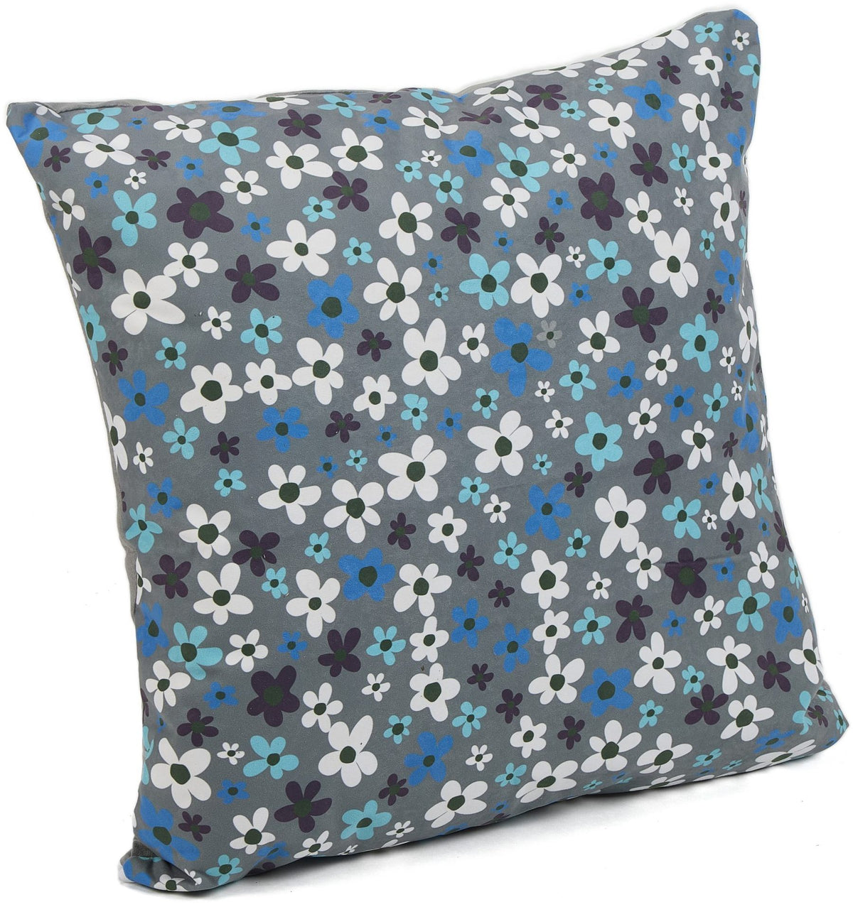 Grey Flowers Square Floor Cushion
