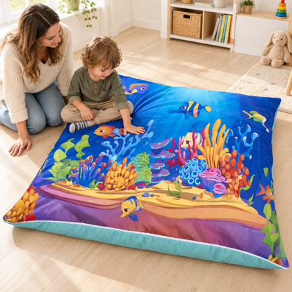 Child exploring Sea Life Wibble-Wobble Bag with adult supervision