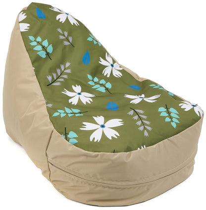 IndoorOut Beany Lounger Beige/Olive Leaf Print