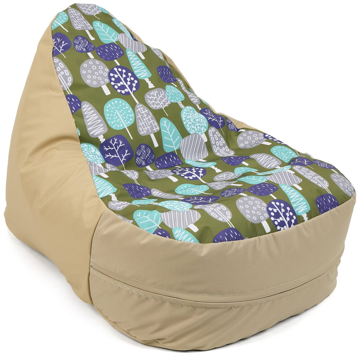 IndoorOut Beany Lounger Beige/Olive Tree Print
