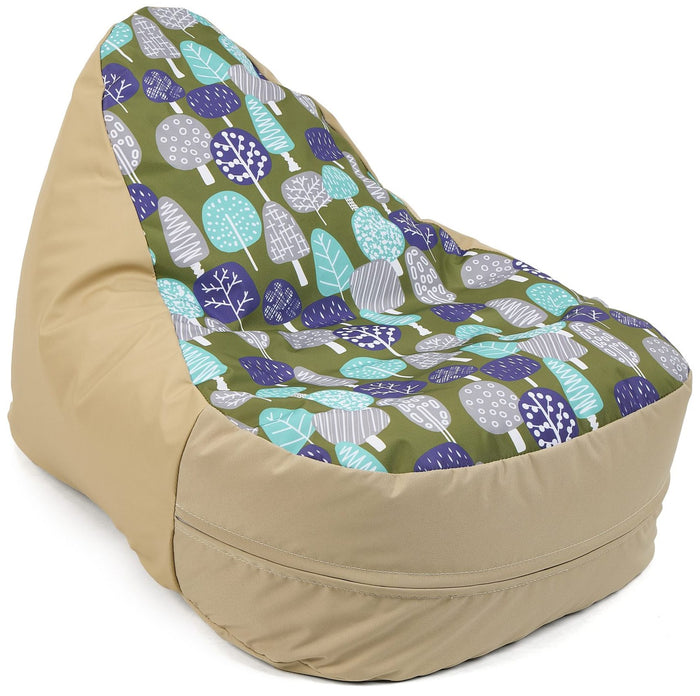 IndoorOut Beany Lounger Beige/Olive Tree Print