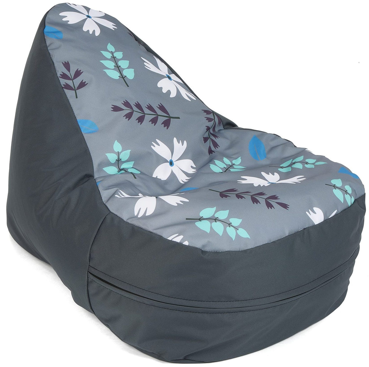IndoorOut Beany Lounger Graphite/Grey Leaf Print