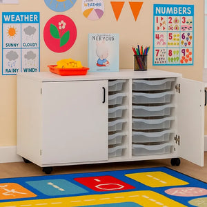 18 Tray Triple Column Unit With Lockable Doors, Trays and Castors