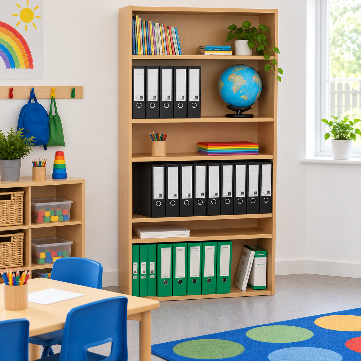 1800mm Bookcase with 5 Shelves in a bright classroom setting – view 2