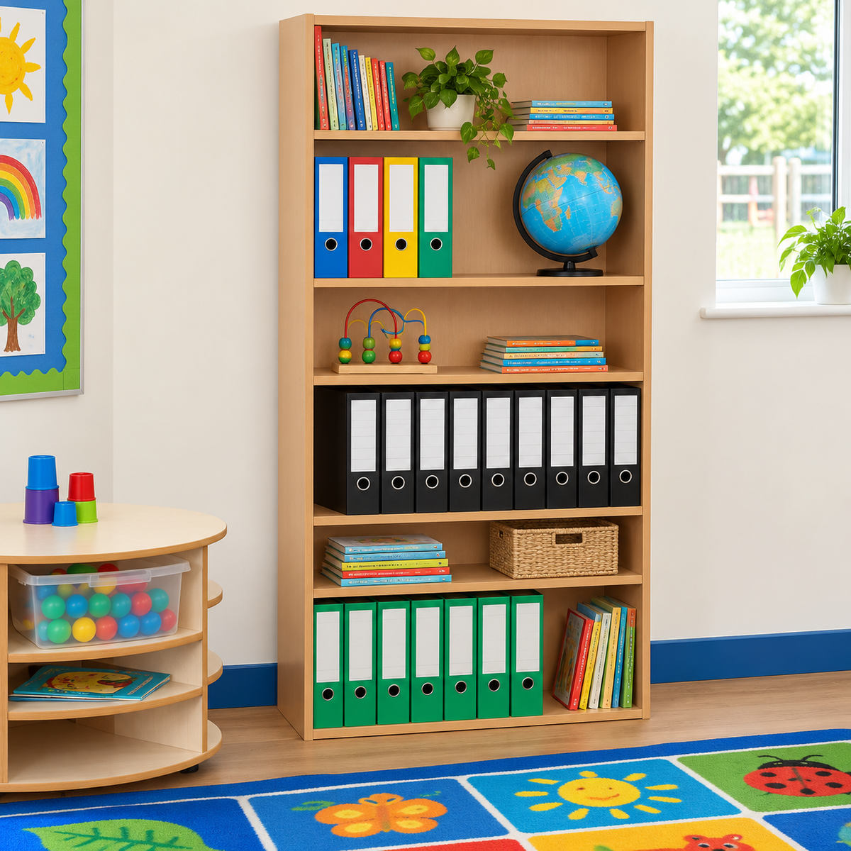 1800mm Bookcase with 5 Shelves in a bright classroom setting – view 5